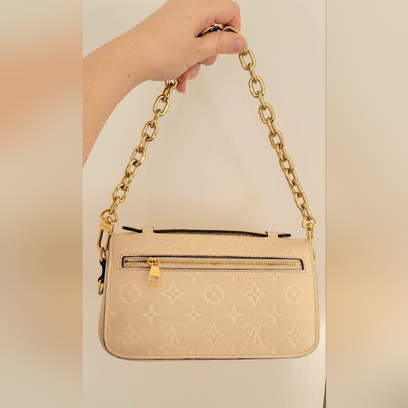 Authentic Louis Vuitton Monogram Empreinte Beige Pochette Metis 2wayBag Bx - Picture 16 of 17